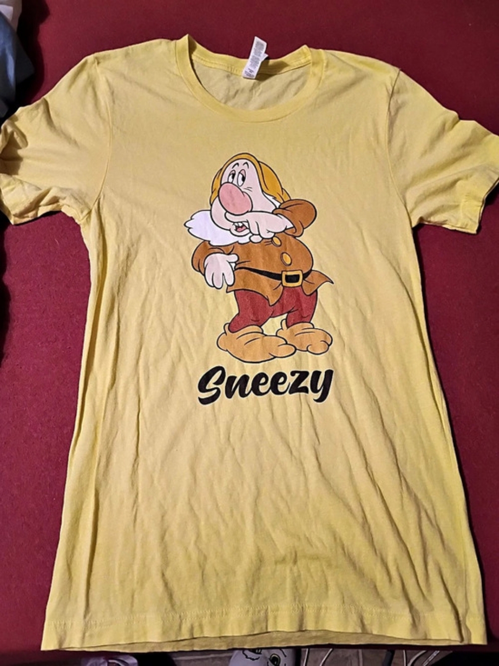 Bella + Canvas Unisex Jersey Short Sleeve Tee with Sneezy Graphic Tee Yellow